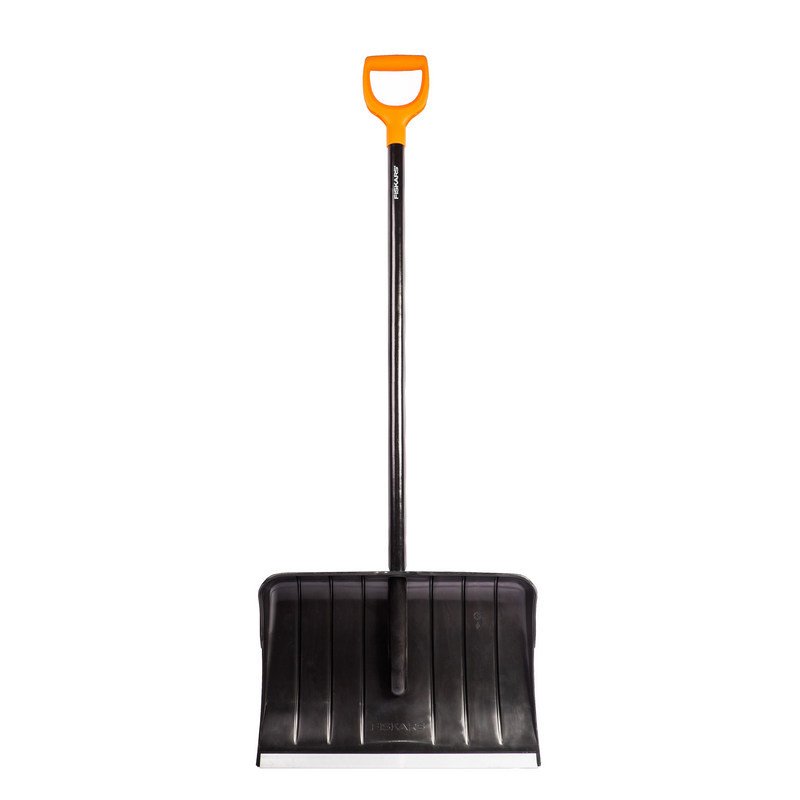 Лопата снегоуборочная FISKARS, пластик, 53.5×36 см, высота 145 см, алюминиевая кромка, деревянный черенок