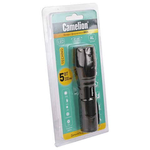 Фонарь CAMELION XML-T6, ЯРКИЙ, ZOOM, 5 режимов, питание 3xAAА или 18650 (не в комплекте)