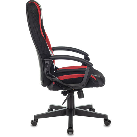 Кресло компьютерное VIKING-9/BL+RED, подушка, экокожа/ткань, черное/красное