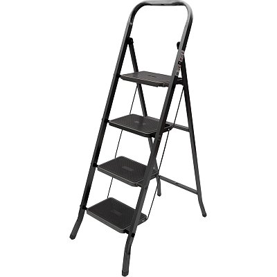 Стремянка Jet Black 4 шир. ступ. с ковриком, сталь, Zalger, арт. 9920-4