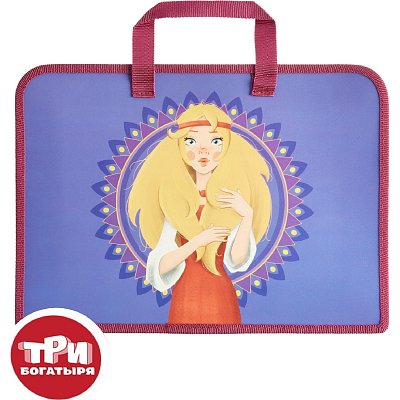 Папка для тетрадей КОМУС Три богатыря Аленушка, А4, молн, руч, пласт,75, ПТ 14-4