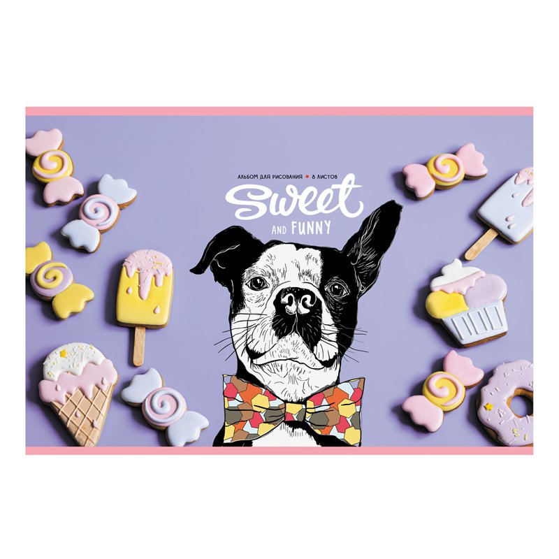 Альбом для рисования 08л., А4, на скрепке BG «Sweet&funny», эконом