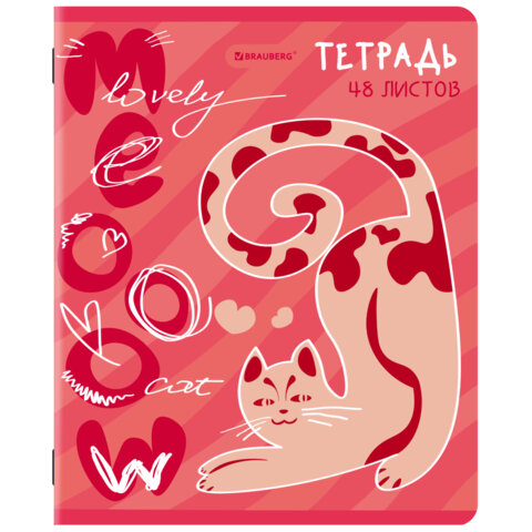 Тетради ДЭК А5 48 л. КОМПЛЕКТ 5 шт. BRAUBERG, скоба, клетка, TWIN-лак, «PINK MOOD»