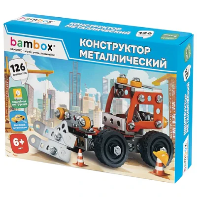 Конструктор металлический «Бульдозер», цветной, с подвижными деталями, 126 элементов, BAMBOX (БАМБОКС)
