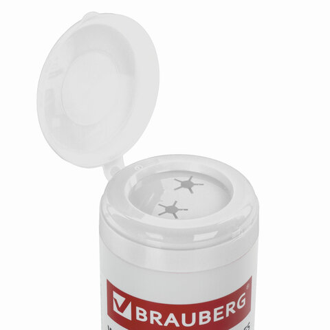 Чистящие салфетки BRAUBERG для LCD (ЖК)-мониторов, сухие и влажные в тубе, 50+50 шт. 