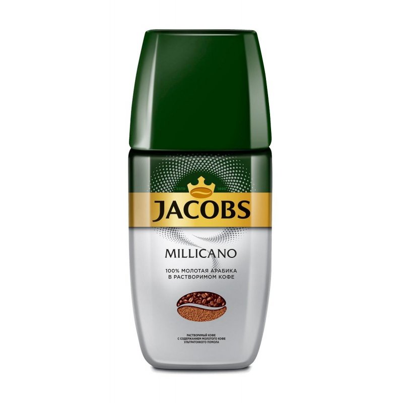 Кофе растворимый Jacobs «Monarch »Millicano", сублимированный, с молотым, стеклянная банка, 160г
