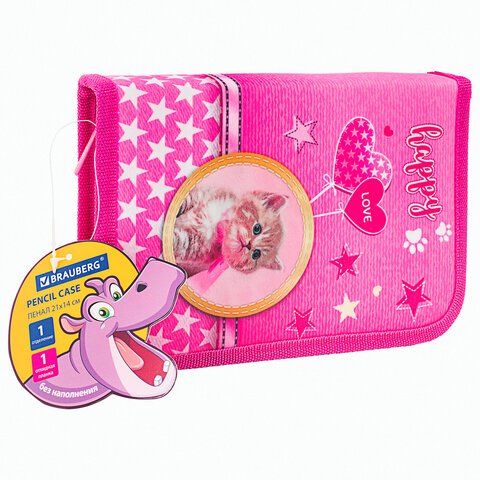 Пенал BRAUBERG1 отделение1 откидная планкаполиэстер21×14 см«Happy kitten»270308