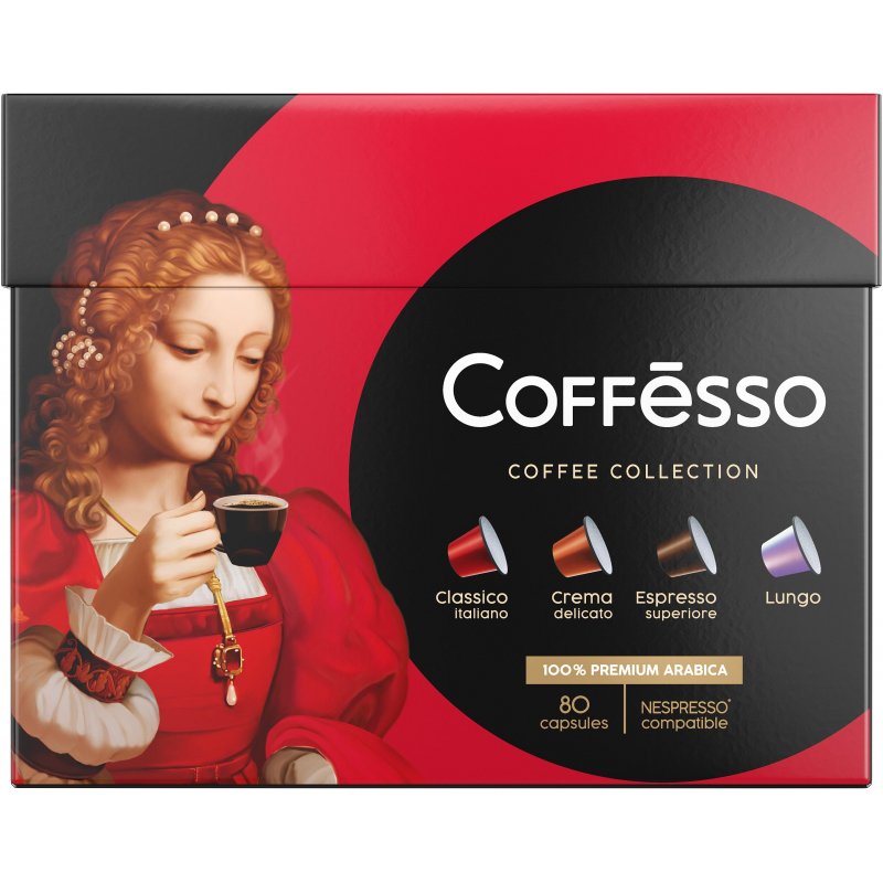 Кофе в капсулах Coffesso Classico Italiano/Crema Delicato/Espresso Superiore/Lungo (80 штук в упаковке)