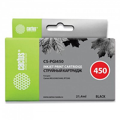 Картридж струйный CACTUS совместимый (PGI-450PGBk) Pixma iP7240, черный фото