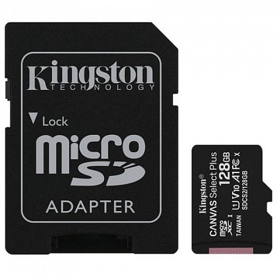 Карта памяти microSDXC 128 GB KINGSTON Canvas Select Plus UHS-I U1.100 Мб/с (class 10), адаптер, SDCS2/128 GB