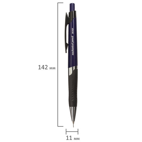 Карандаш механический BRAUBERG «Dash», корпус темно-синий, хромированные детали, грип, 0.5 мм, 181427