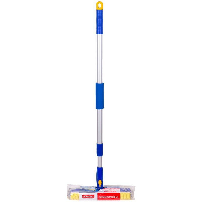 Стекломойка OfficeClean Professional, вращающ., телеск. ручка, раб. часть 25см(стяжка, губка, ручка)