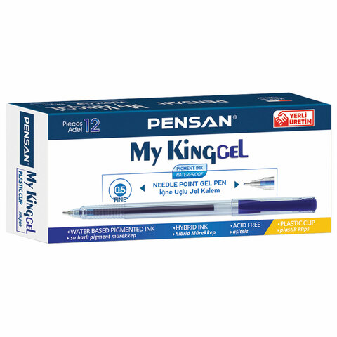 Ручка гелевая PENSAN My King Gel, СИНЯЯ, игольчатый узел 0.5мм, линия 0.4мм ш/к 0405