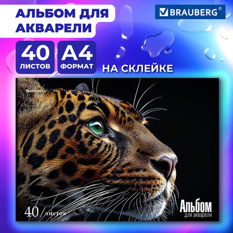 превью Альбом для акварели А4 40л., бумага 200 г/м, склейка, обложка картон, BRAUBERG, Дизай