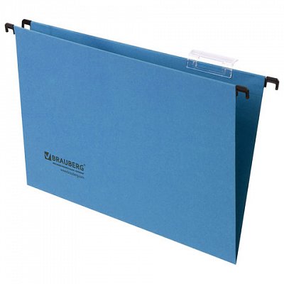 Подвесные папки картонные BRAUBERG, комплект 10 шт., 370х245 мм, 80 л., Foolscap, синие, 230 г/м2, табуляторы