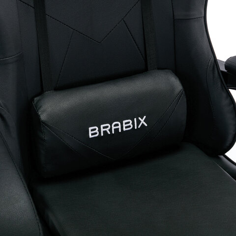 Кресло компьютерное BRABIX «Dexter GM-135», подножка, две подушки, экокожа, черное