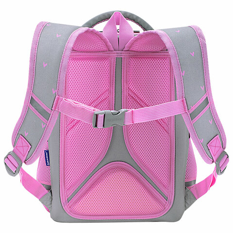 Ранец BRAUBERG LIGHT, 1 отделение, с брелоком, «Cat patches», плюшевые нашивки, 36×26х13 см