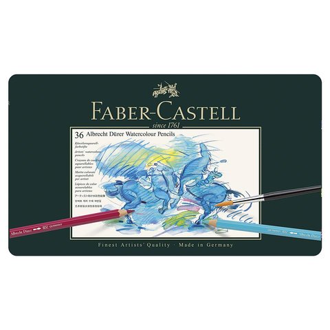 превью Карандаши цветные акварельные художественные FABER-CASTELL «Albrecht Durer», 36 цветов, металлическая коробка