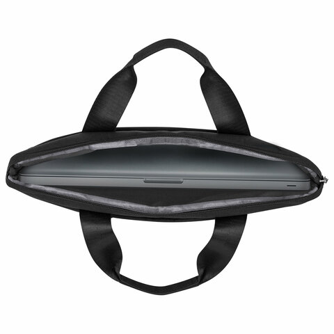 Сумка портфель HEIKKI ULTRA (ХЕЙКИ) с отделением для ноутбука 15.6", Total black, черная, 28×39х3 см