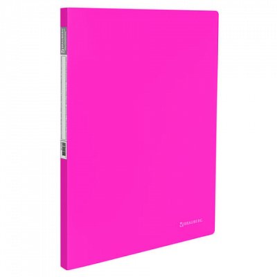 Папка с металлическим скоросшивателем и внутренним карманом BRAUBERG «Neon», 16 мм, розовая, до 100 листов, 0.7 мм