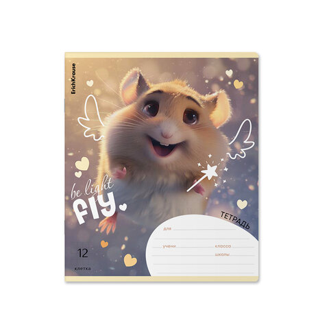 Тетрадь 12 л., клетка, обложка картон, ERICH KRAUSE, «Fluffy» (микс в спайке)