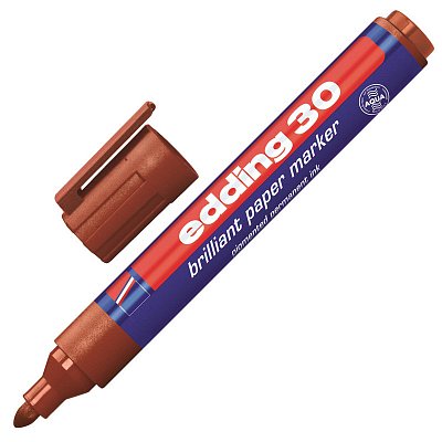 Маркер перманентный пигментный Edding E-30/007 коричневый (толщина линии 1.5-3 мм)