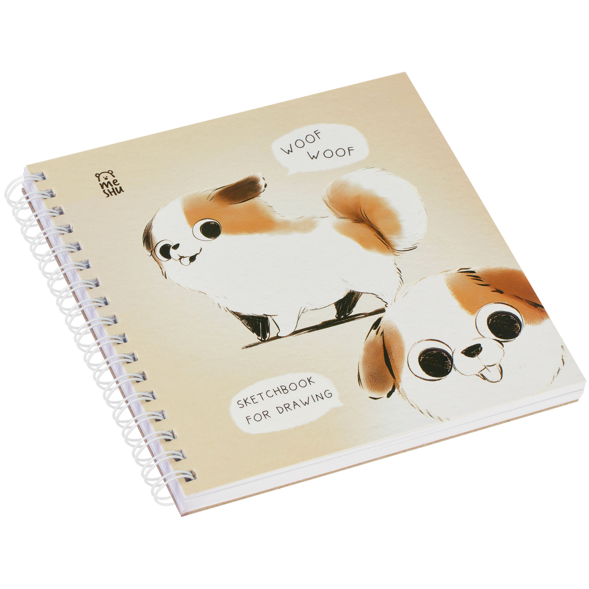 Скетчбук 60л., 150×150 MESHU «Cute dog», на гребне, soft-touch, 120г/м2
