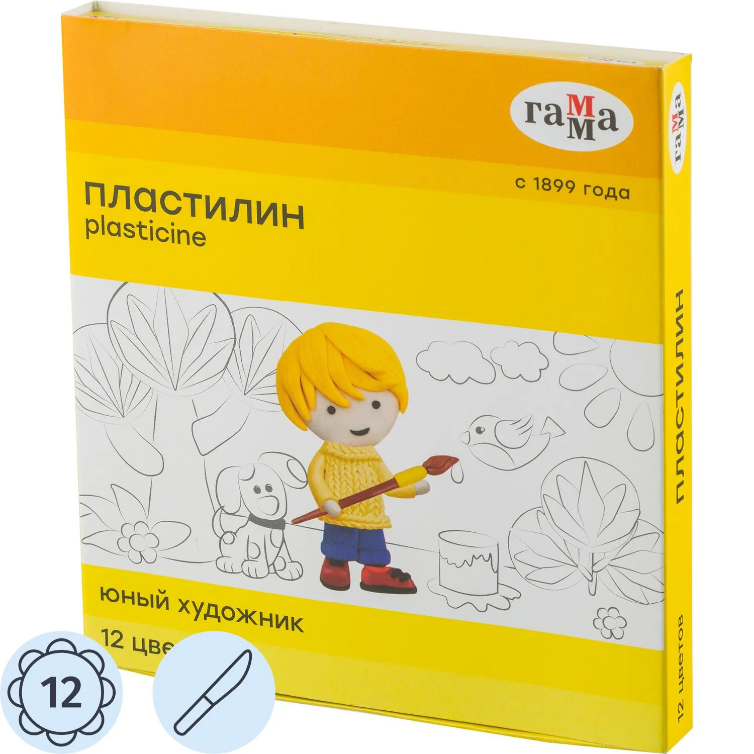 Пластилин классический Гамма Юный художник 12 цветов 168 грамм