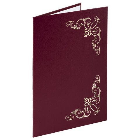 Папка адресная бумвинил с виньеткой, формат А4, бордовая, индивидуальная упаковка, STAFF