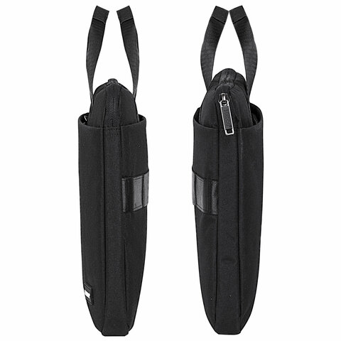 Сумка портфель HEIKKI ULTRA (ХЕЙКИ) с отделением для ноутбука 15.6", Total black, черная, 28×39х3 см