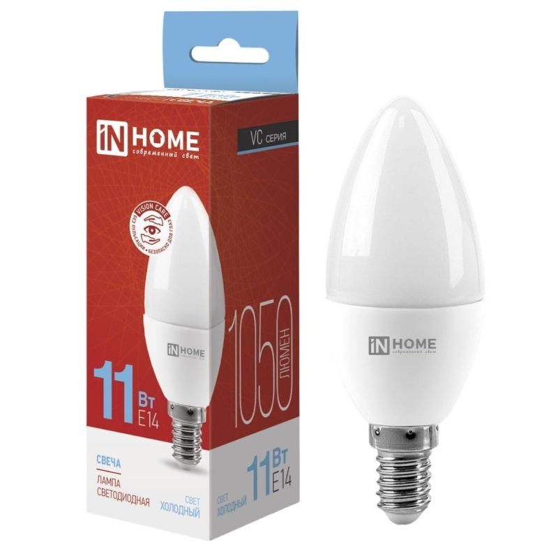 Лампа светодиодная LED-СВЕЧА-VC 11Вт 230В Е14 6500К 1050 Лм IN HOME