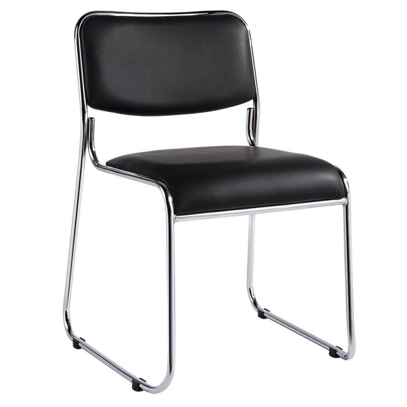 Стул Echair-802 VP для посетителей (кожзам. черный, без подлокотников, хром)