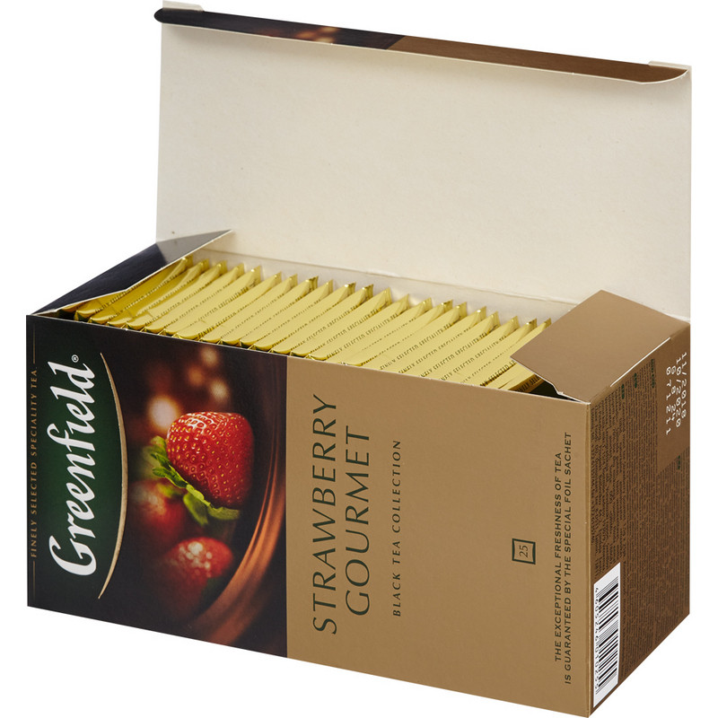 Чай Greenfield Strawberry gourmet черный с клубникой 25 пакетиков