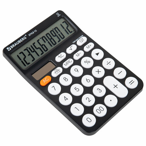 Калькулятор настольный BRAUBERG STYLE-12-BK (157×106 мм)12 разрядовдвойное питаниеЧЕРНЫЙ272965