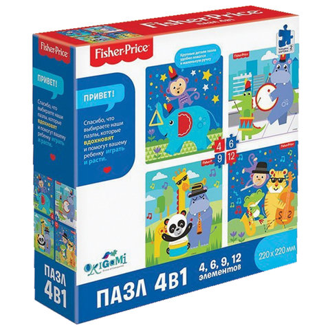 превью Пазл Fisher Price «Музыка», 4в1, 4-6-9-12 элементов, ORIGAMI, 04660