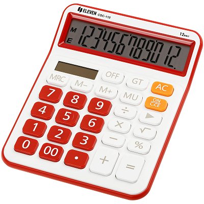 Калькулятор настольный Eleven CDC-110-WH/RD, 12 разрядов, двойное питание, 125×160×28мм, красно-белый