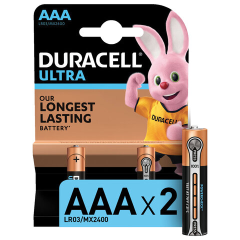 превью Батарейки Duracell UltraPower мизинчиковые AAA LR03-2BL (2 штуки в упаковке)