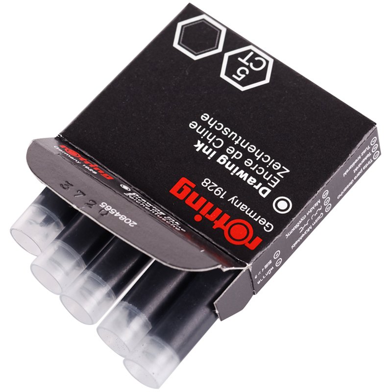 превью Чернила для рапидографа Rotring, черный, картиридж, 5 шт., картон. уп. 