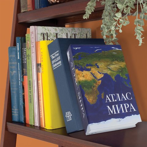 Сейф-книга «Атлас мира», 55×115×180 мм, ключевой замок, BRAUBERG