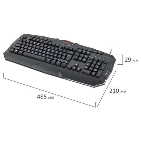 Клавиатура проводная игровая SONNEN Q9M, USB, 104 клавиши + 10 мультимедийных, RGB подсветка, черная