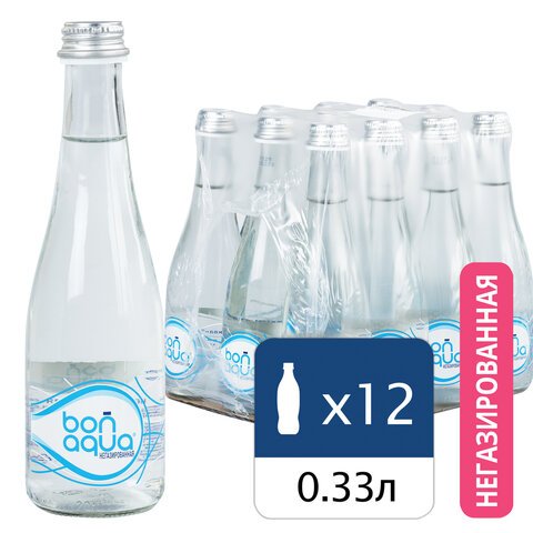 превью Вода негазированная питьевая BONAQUA (БонАква), 0.33 л, стеклянная бутылка