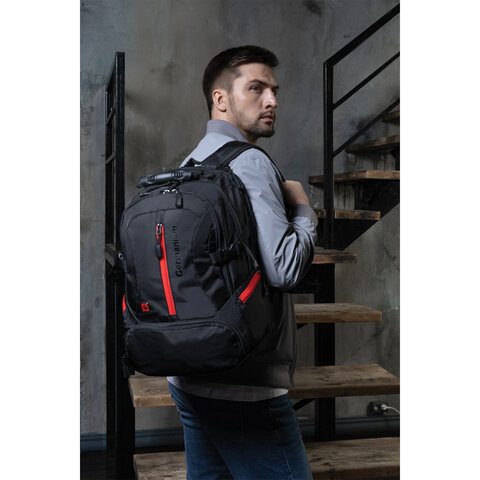 Рюкзак B-PACK «S-03» (БИ-ПАК) универсальный, с отделением для ноутбука, увеличенный объем, черный, 46×32×26 см