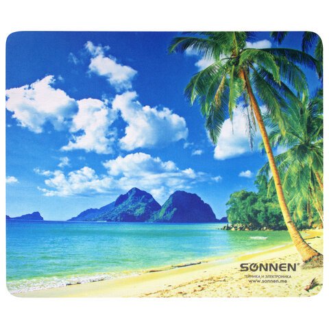 Коврик для мыши SONNEN «BEACH», резина + ткань, 260×220х3 мм