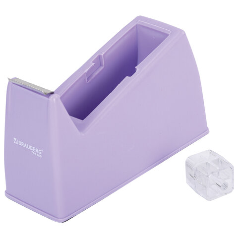 Диспенсер для клейкой ленты шириной до 26 мм, ЛАВАНДОВЫЙ (лента в подарок! ), утяжеленный большой, BRAUBERG