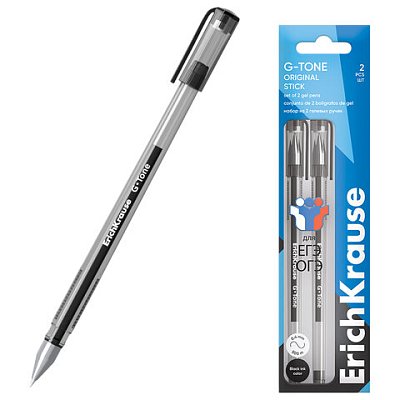 Ручки гелевые для ЕГЭ и ОГЭ ERICH KRAUSE G-Tone Stick Original, 0.5 мм, ЧЕРНЫЕ, набор 2 штуки
