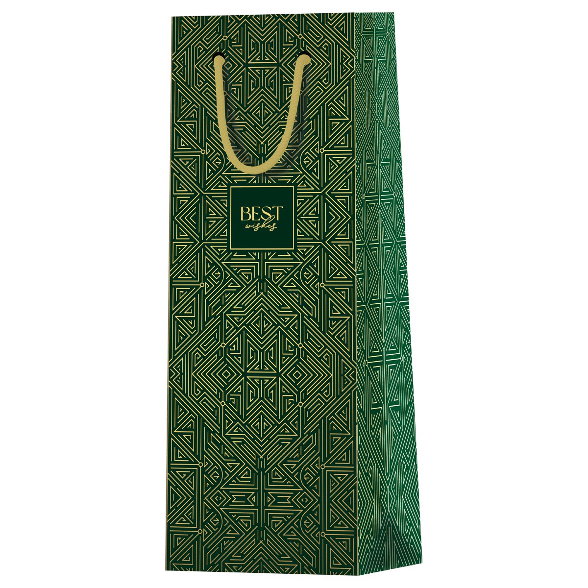 превью Пакет подарочный 12×36×8.5см MESHU «Strict pattern», матовое ламинирование, отд. фольгой, под бутылку
