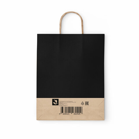 Крафт-пакет бумажный «Black» 26×15х35 см, с кручеными ручками, плотность 80 г/м2, моноцвет