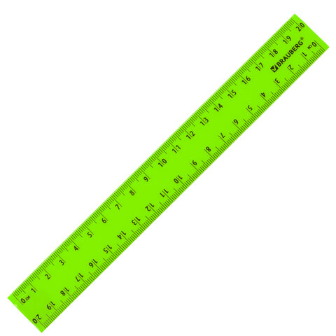Линейки пластиковые 20 см, неоновые, BRAUBERG, НАБОР 4 штуки, пенал