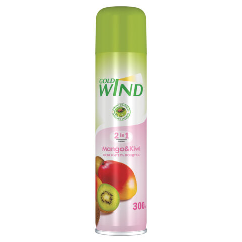 превью Освежитель воздуха аэрозольный 300 мл, GOLD WIND «Mango & kiwi», СИБИАР