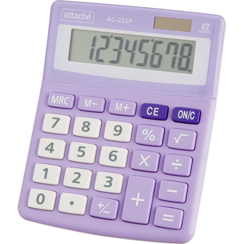 Калькулятор настольный КОМП Attache, AС-223P,8р, дв. пит, фиолет,134×107x34